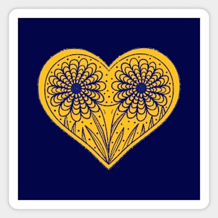 Love yellow flowers heart on dark background Magnet